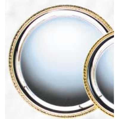 12" Silver Plated Round Tray w/ Gold Border