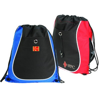 600D Polyester Drawstring Backpack w/ Heavy Vinyl Backing