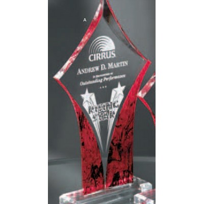 Red/ Clear Acrylic Diamond Trophy (14")