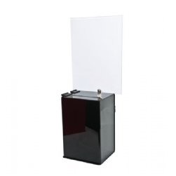 Black Locking Ballot/ Suggestion Box W/ Ad Holder