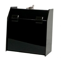 Black Locking Ballot/ Suggestion Box W/ Ad Holder