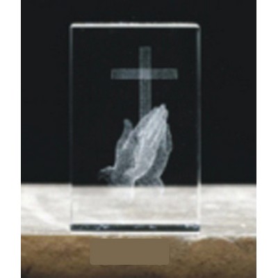 3D Optical Praying Hands Crystal Award (2"x2"x3")