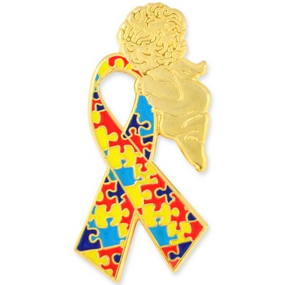 Autism Puzzle with Angel Lapel Pin