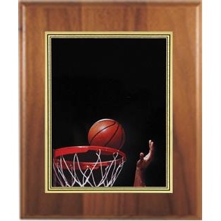 5" X 7" Cherry Plaque with a "Basketball" 3 7/8" x 5 7/8" Hi-Definition Plate