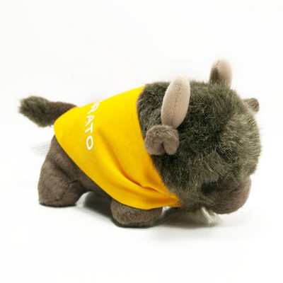 7" Buffalo Stuffed Animal w/Bandana & One Color Imprint