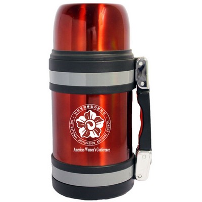 40 Oz. Vacuum Insulated Wide Mouth Bottle w/ Shoulder Strap - Red Coated