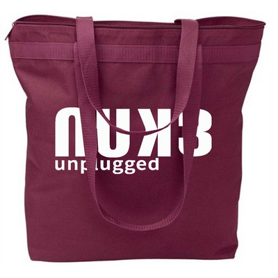 Large Tote Bag w/ Zipper - Maroon