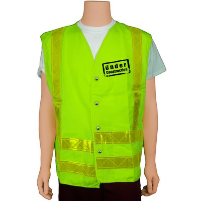 ANSI Class II Lime/Lime Snap & Hook & Loop Safety Vest (X-Large)