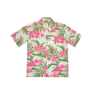 Hawaiian Tropical Print 100% Rayon Silky Feel Bahama Shirt