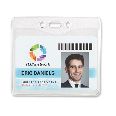 Horizontal Event-Size Textured Back Clear Vinyl Badge Holders, 4" x 3"