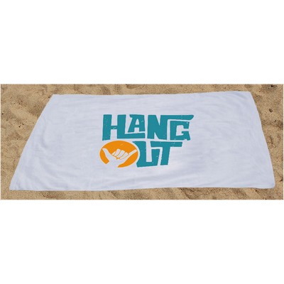 Velour Beach Towel White -- 1 Color Large Imprint-- 28"X58"