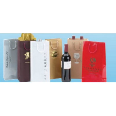 Matte Euro Tote Wine Bag w/ Rope Handles (5 1/4"x3 1/2"x13")