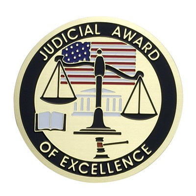 2" Judicial Award of Excellence Etched Enameled Medallion Insert Disc