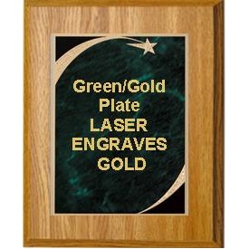 Oak Plaque 8" x 10" - Victory Star Green Marble 6" x 8" Plate