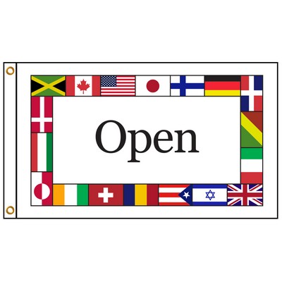 International Open 2' X 3' Knit Poly Flag with Heading and Grommets