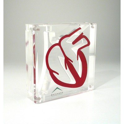 Sandwich Lucite® Embedment Award w/Magnet (6" x 6" x 1 3/4")