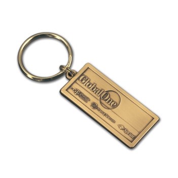 Medium Die Struck Brass Economy Machine Finished Key Tag (1 1/2" Up to 1 5/8")