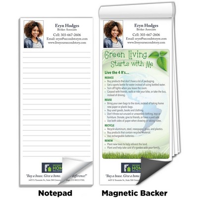 Full-Color Magnetic Notepads - Living Green (3 1/2" x 8")