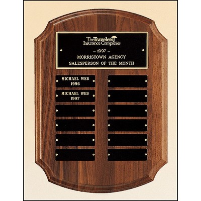 Solid Walnut Perpetual Plaque, 11 x 15", 12 plates