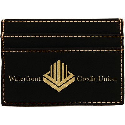 Leatherette Black/Gold Wallet Clip (4" x 2.75")