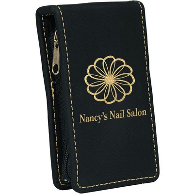 Black/Gold Leatherette Manicure Set (2.5" x 4.25")