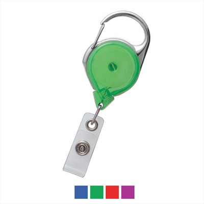 Translucent Carabiner Reel with Strap and Clip