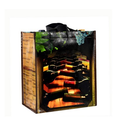 Custom 120g Laminated Non-Woven 6-Bottle Wine Tote 12"x13"x8"