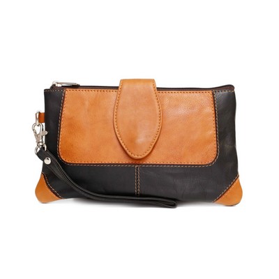 Ashlin® Designer Natasha Black/Tan Mid Sized Wristlet