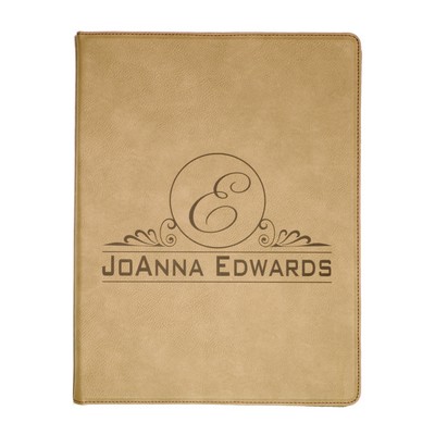 9½" x 12" Leatherette Light Brown Portfolio