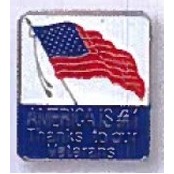 American Flag Lapel Pin w/ American is #1 Thanks to our Veterans