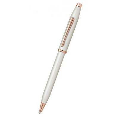 Century® II White Lacquer Ballpoint Pen w/Polished Rose PVD Appointments