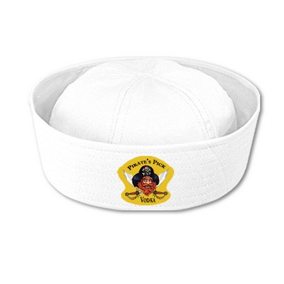 White Sailor Hat w/ Custom Shaped Heat Transfer