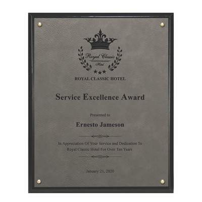 Classic Leatherette on Black Plaque - Grey