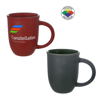 14 Oz. Satin Matte Dusty Green Salem Mug with Black Halo -Dishwasher Resistant -Precision Spot Color