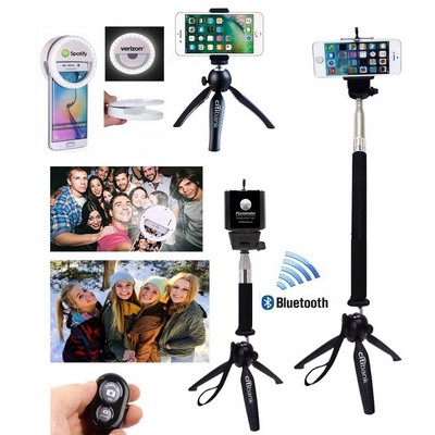 Kidder Selfie Ring Light + Universal Tripod + Selfie Stick + Bluetooth Remote Shutter (Black)