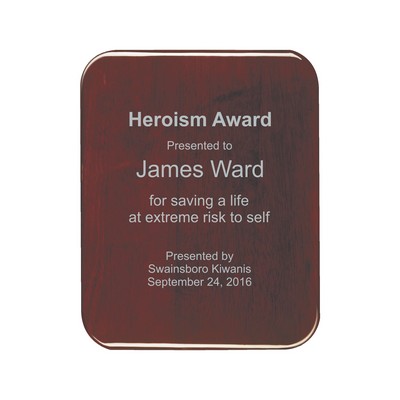 Rosewood High Gloss Color-fill Plaque - Round Corners 6" x 8"