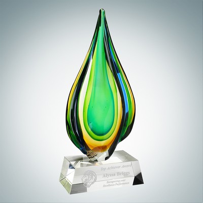 Art Glass Rainforest Award w/Clear Base