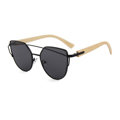 Bamboo Sunglasses - Grey Lenses - Matte Black Frames