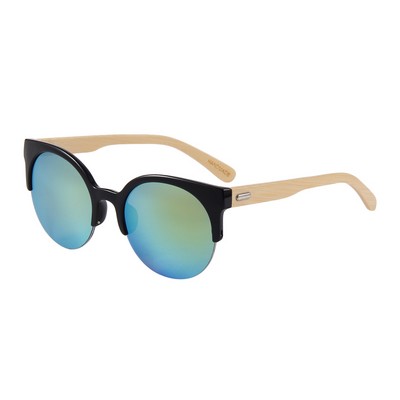 Bamboo Sunglasses - Gold Mirror Lenses - Black Frames