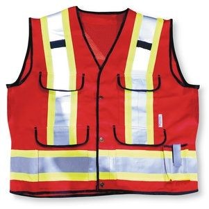 Classic Mesh Red Supervisor Safety Vest w/Mesh Top & Sides