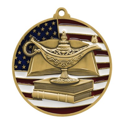 2.75" Patriotic Book & Lamp Medal