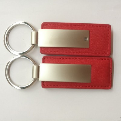 Custom PU Leather Keychain with Metal Ring