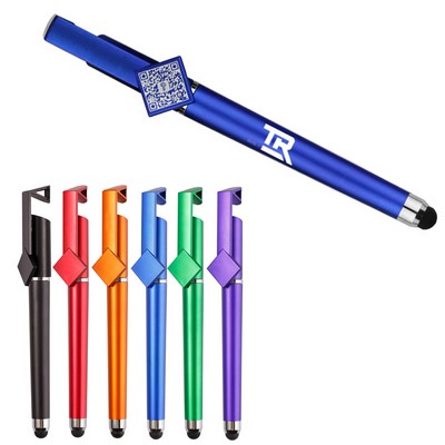 Multi function QR Code Ballpoint Pen With Stylus & Phone Stand