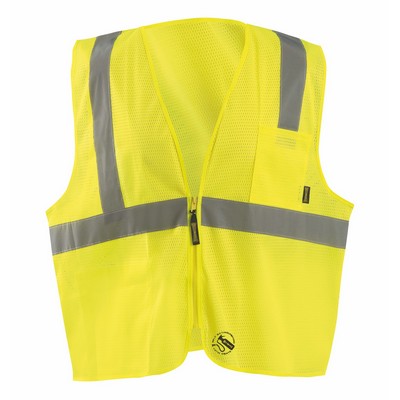 Class 2 Mesh Self-Extinguishing Vest w/Quick Release Zipper