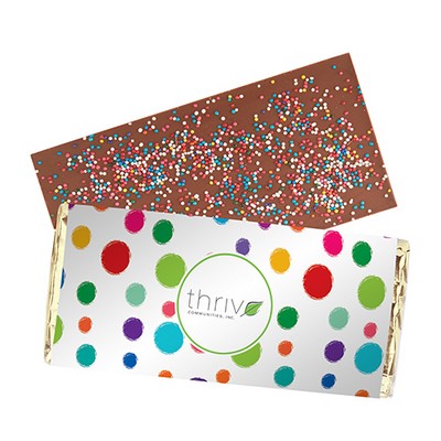 Foil Wrapped Belgian Chocolate Bar w/ Rainbow Nonpareil Sprinkles