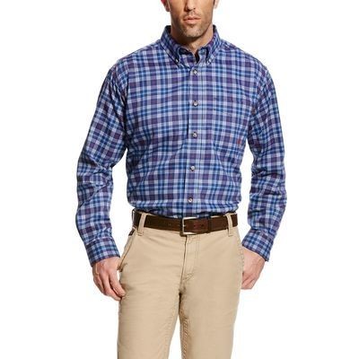 Ariat® Men's True Blue Plaid FR Collins Long Sleeve Work Shirt