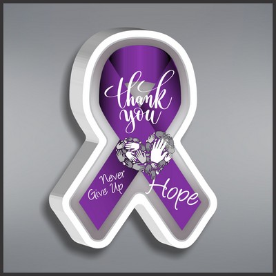 Purple Awareness Ribbon Paperweight in White Acrylic