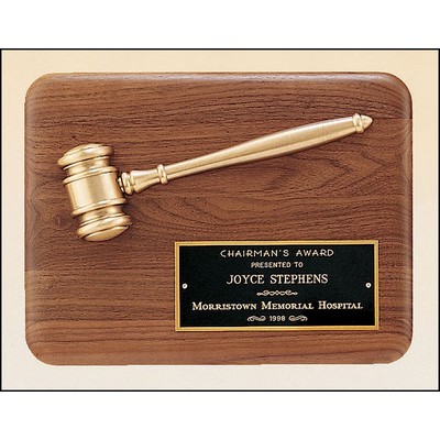 Parliament Series American Walnut Plaque w/Antique Bronze Gavel Casting