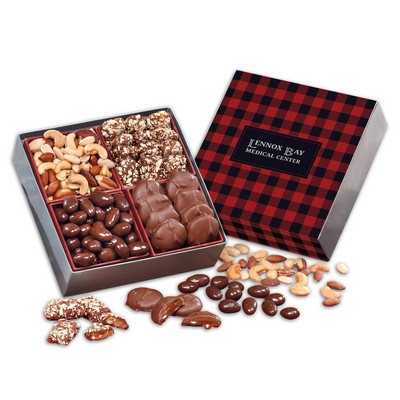 Gourmet Holiday Gift Box with Plaid Sleeve