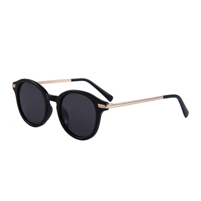 Sunglasses - Smoke Lenses - Black Frames - Gold Temples